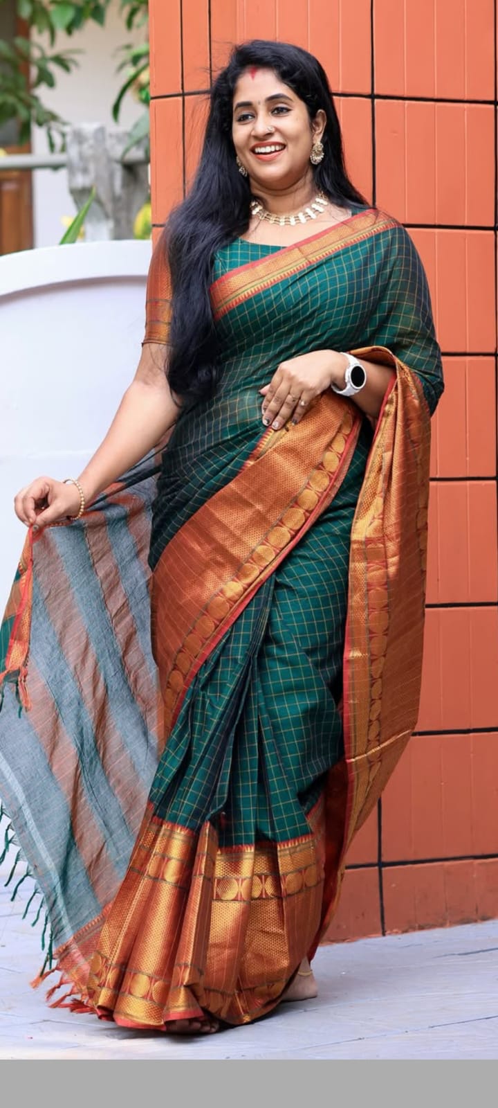 Traditional Soft Narayanpeth Weave Checks Cotton Saree
